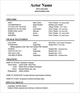 Acting Resume No Experience Template