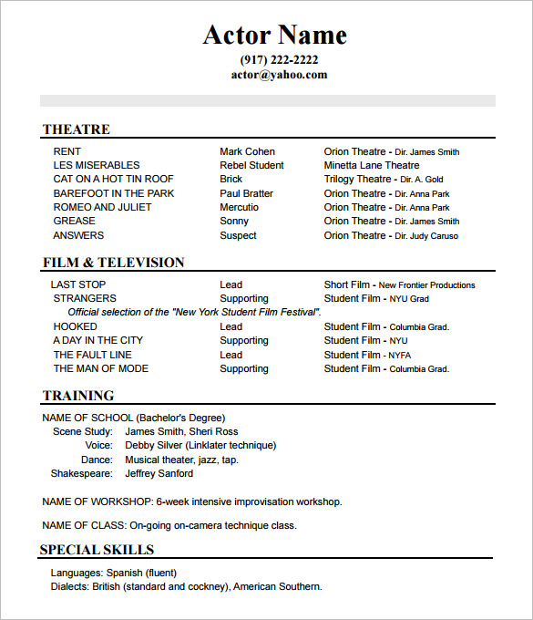 The Perfect Actors Resume 2019 the-perfect-actors-resume-2019