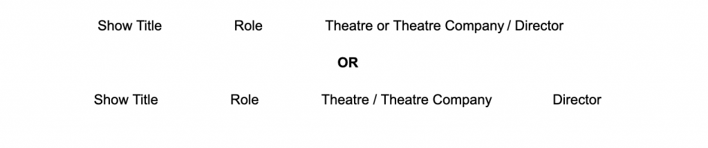 Theatre credits acting resume example